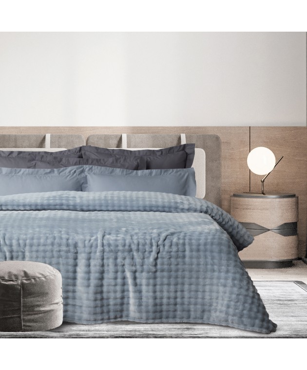 DAS HOME ΚΟΥΒΕΡΤΑ BUBBLE FLEECE 240Χ260 1371 LIGHT BLUE Κουβέρτες Fleece King Size