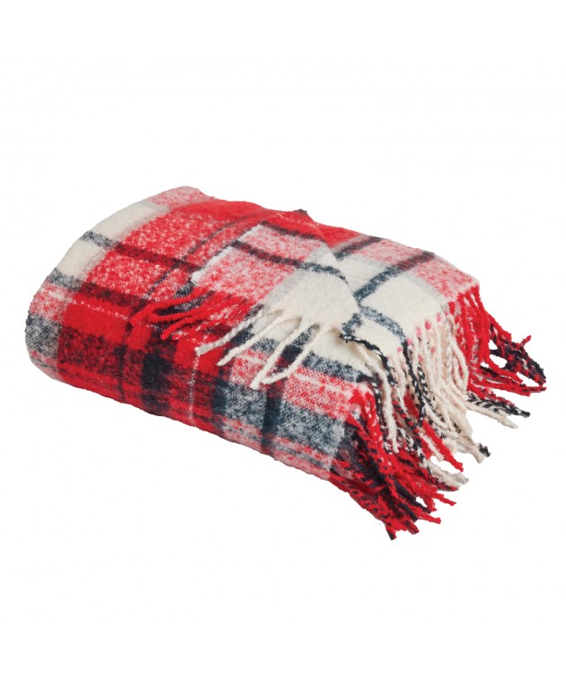 DAS HOME ΚΟΥΒΕΡΤΑ ΚΑΝΑΠΕ FAUX MOHAIR 1379 BLACK, RED 130Χ170 Ριχτάρια - Κουβέρτες καναπέ Χριστουγεννιάτικες