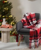 DAS HOME ΚΟΥΒΕΡΤΑ ΚΑΝΑΠΕ FAUX MOHAIR 1379 BLACK, RED 130Χ170 Ριχτάρια - Κουβέρτες καναπέ Χριστουγεννιάτικες