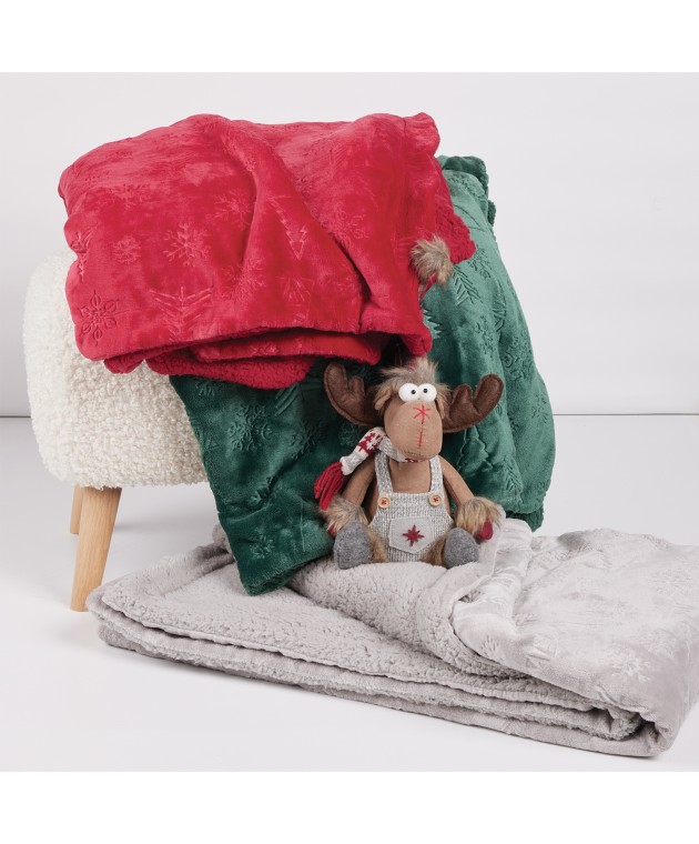 DAS HOME ΚΟΥΒΕΡΤΑ FLEECE 130Χ170 CHRISTMAS 1373 GREY Ριχτάρια - Κουβέρτες καναπέ Χριστουγεννιάτικες