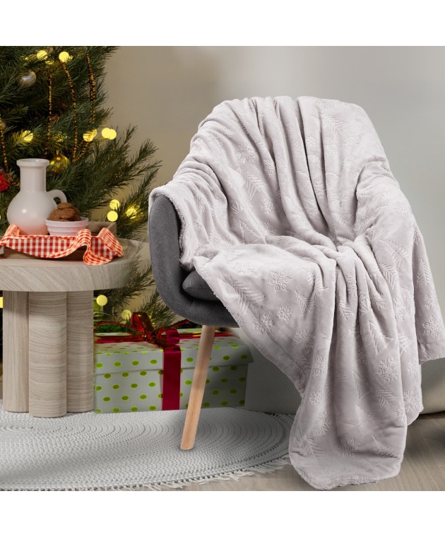 DAS HOME ΚΟΥΒΕΡΤΑ FLEECE 130Χ170 CHRISTMAS 1373 GREY Ριχτάρια - Κουβέρτες καναπέ Χριστουγεννιάτικες