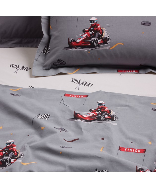 DAS KIDS ΣΕΤ ΠΑΠΛΩΜΑΤΟΘΗΚΗ ΜΟΝΗ 4976 GREY 160Χ240 Παιδικές Παπλωματοθήκες