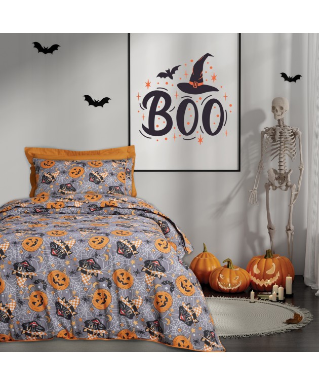 DAS KIDS ΣΕΤ ΠΑΠΛΩΜΑΤΟΘΗΚΗ ΜΟΝΗ 4968 GREY, ORANGE 160Χ240 Παιδικές Παπλωματοθήκες