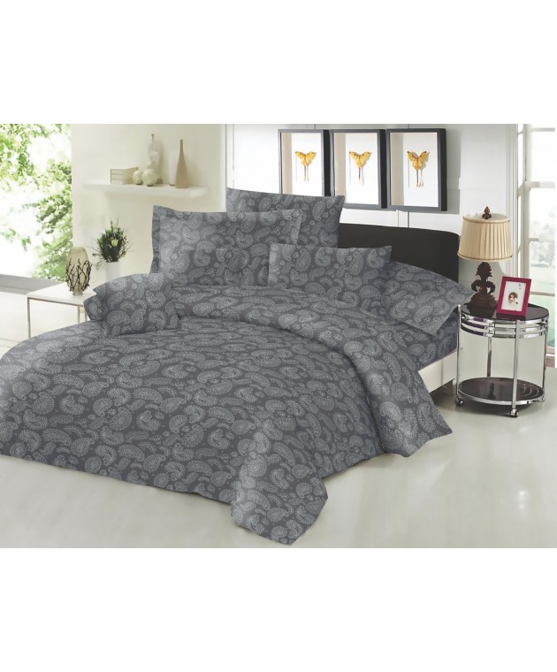 Σετ Σεντόνια ΚΟΜΒΟΣ Cotton Line Printed Lahor Grey Μονά με λάστιχο 100x200+22 Σεντόνια Μονά