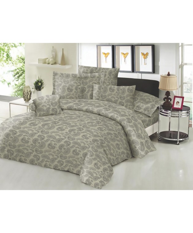 Σετ Σεντόνια ΚΟΜΒΟΣ Cotton Line Printed Lahor Beige Μονά με λάστιχο 100x200+22 Σεντόνια Μονά