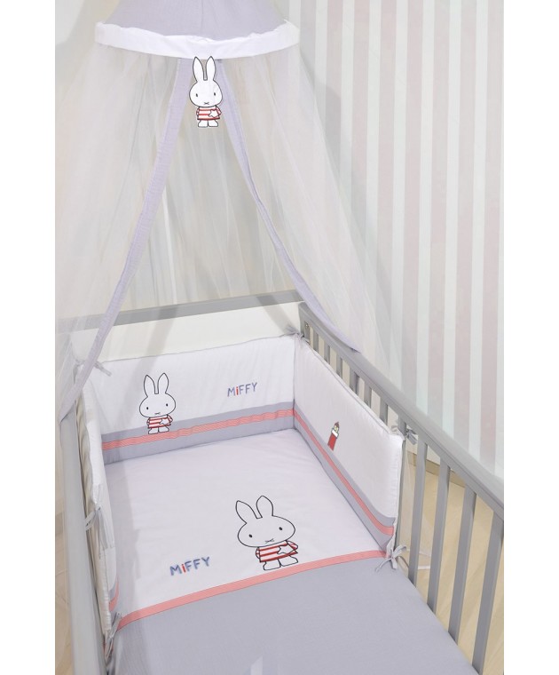 Miffy Des 65 Σετ Προίκας 3 τεμ Μουσελίνα Γκρι Βρεφικά Σετ Προίκας