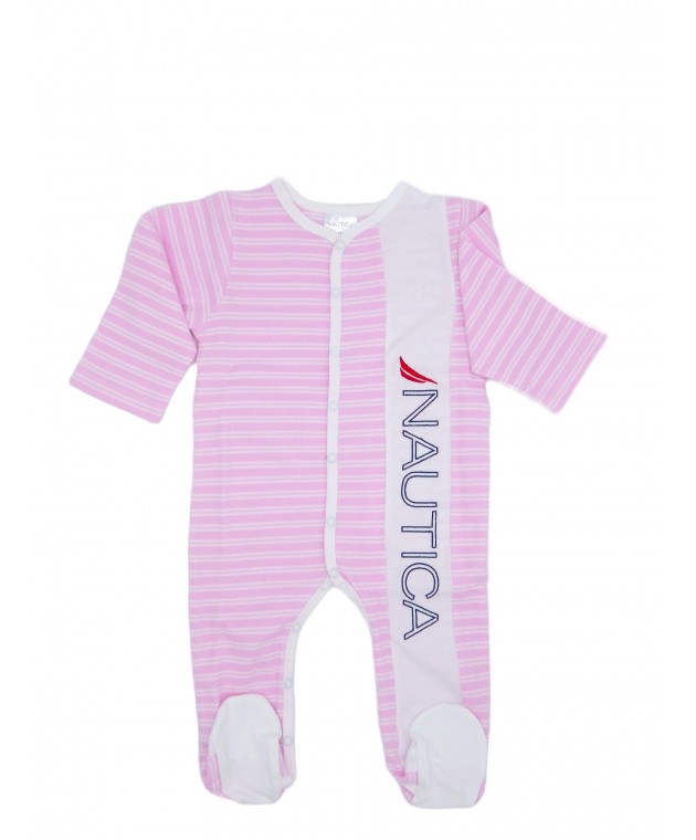 Nautica Des.12 Φορμάκι Interlock Organic Ροζ Ριγέ 68cm 3-6 Μηνών