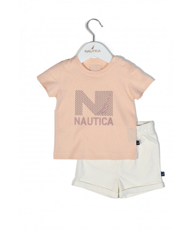 Design 16 Σετ T-Shirt & Shorts Jersey Salmon/Ecru 74cm 6-9 μηνών