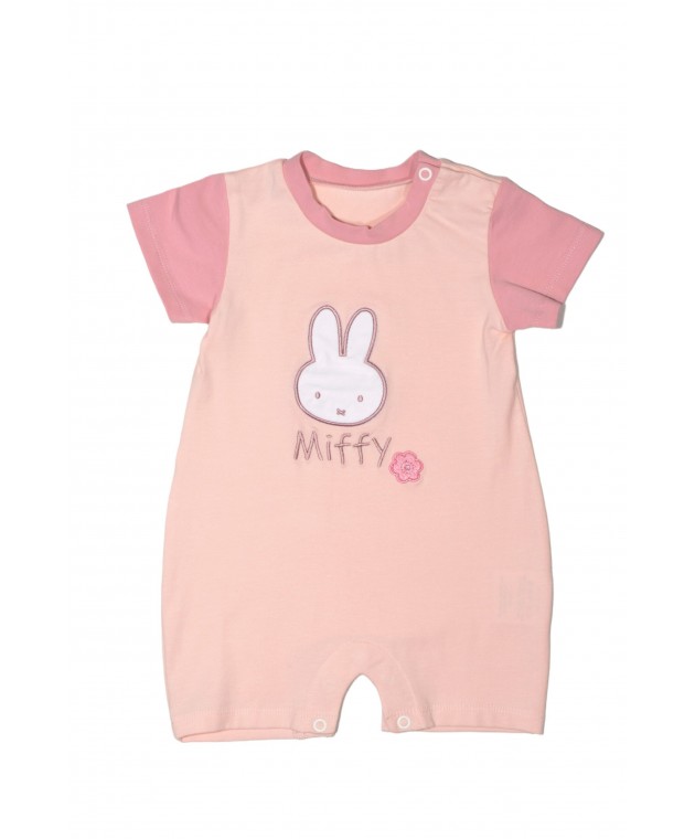 Miffy Des.12 Φορμάκι Καλοκαιρινό Ροζ Ανοιχτό Με Κέντημα 9-12 Mηνών 74 cm