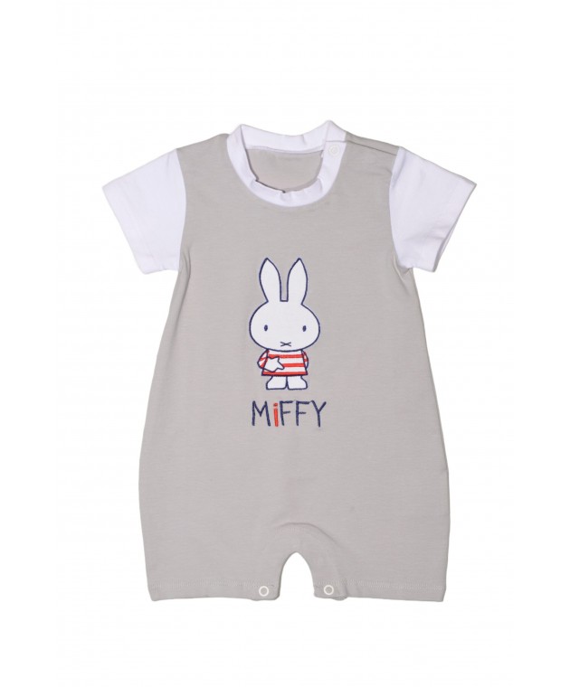 Miffy Des.15 Φορμάκι Καλοκαιρινό Γκρι Με Κέντημα 9-12 Mηνών 74 cm