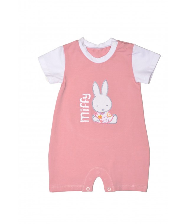 Miffy Des.16 Φορμάκι Καλοκαιρινό Ροζ Μεσαίο Με Κέντημα 9-12 Mηνών 74 cm