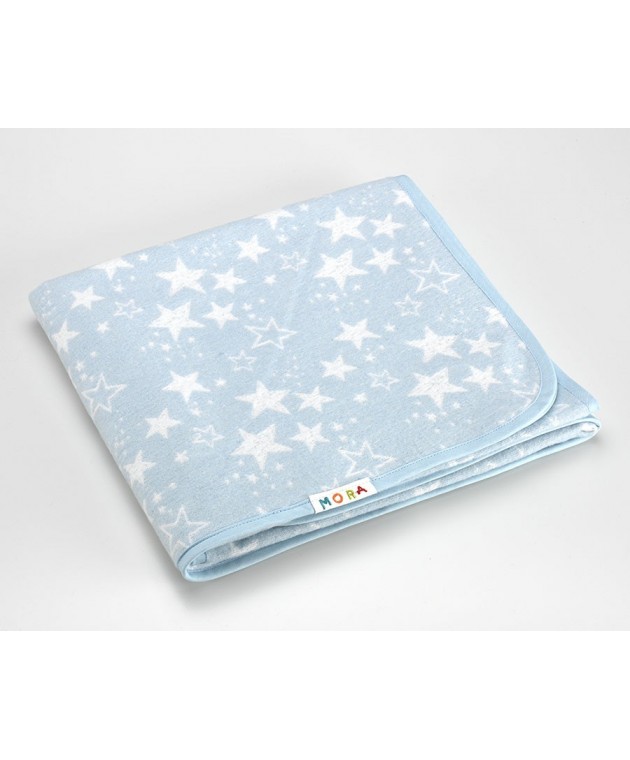 Κουβέρτα Ecology 80x110 cm Αστεράκια Γαλάζιο MORA Αγκαλιάς-Λίκνου