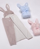 Κουβέρτα Pompon Rabbit 75Χ95cm Γαλάζιο MORA Αγκαλιάς-Λίκνου