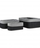 ESTIA ΚΑΛΑΘΙ ΟΡΓΑΝΩΣΗΣ BAMBOO ESSENTIALS ME ΕΠΕΝΔΥΣΗ ΣΕΤ 3ΤΕΜ. ΜΑΥΡΟ Διακοσμητικά Καλάθια-Κουτιά