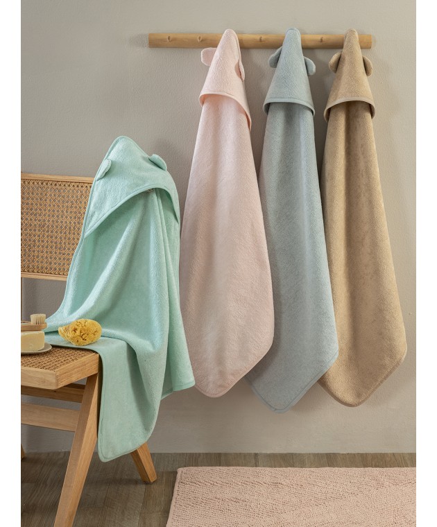 Σετ Μπουρνουζοπετσέτες Με Κουκούλα Baby Bath 75x75 ROBIN (2) BEIGE Βρεφικές Κάπες