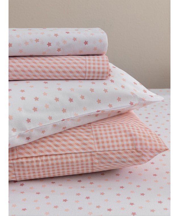 Σεντόνι Κούνιας 130x170 BB100 (Καρό) ROSE Χωρίς Λάστιχο Βρεφικά Σεντόνια Μεμονωμένα