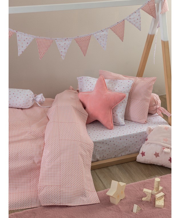 Σεντόνι Κούνιας 130x170 BB100 (Καρό) ROSE Χωρίς Λάστιχο Βρεφικά Σεντόνια Μεμονωμένα