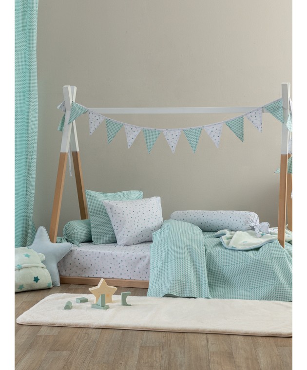 Σεντόνι Κούνιας 130x170 BB100 (Καρό) AQUA Χωρίς Λάστιχο Βρεφικά Σεντόνια Μεμονωμένα