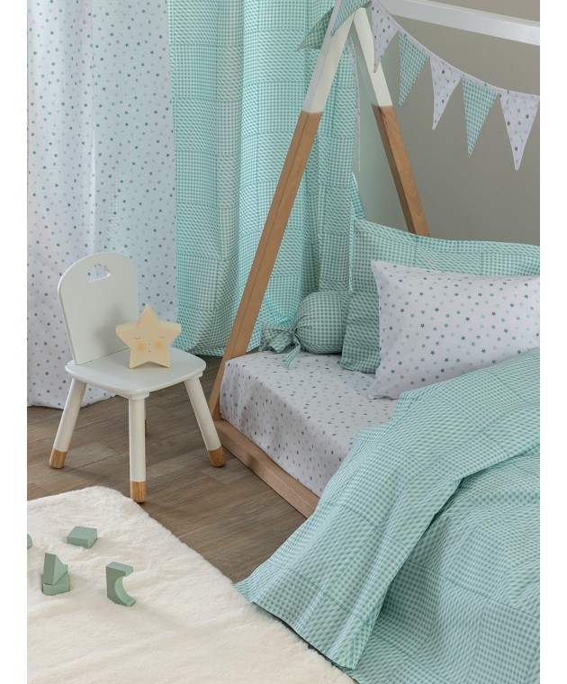 Σεντόνι Κούνιας 130x170 BB100 (Καρό) AQUA Χωρίς Λάστιχο Βρεφικά Σεντόνια Μεμονωμένα