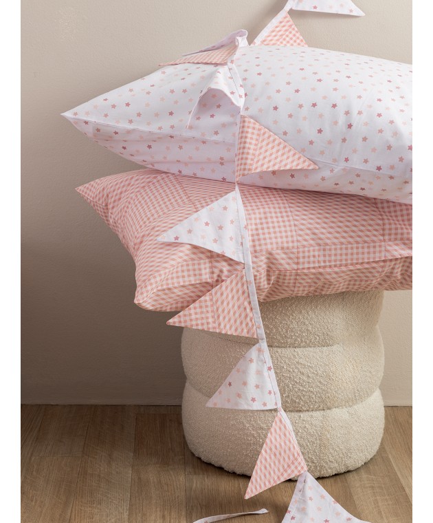 Ζεύγος Μαξιλαροθήκες 52x72 BB100 (Καρό) ROSE Παιδικές Μαξιλαροθήκες