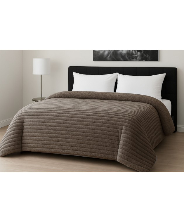 Κουβερτοπάπλωμα Le Blanc Flannel Comfort Υπέρδιπλο 220Χ240 700gsm RIB Moka Κουβερτοπαπλώματα  Υπέρδιπλα
