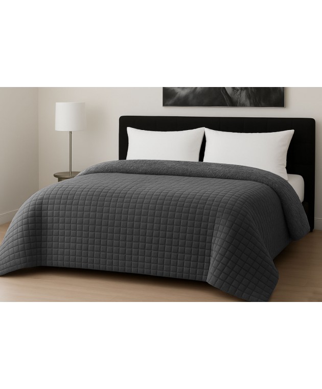 Κουβερτοπάπλωμα Le Blanc Flannel Comfort Σούπερ Υπέρδιπλο 260Χ240 700gsm RIB CUT Dark Grey Κουβερτοπάπλωμα  king size