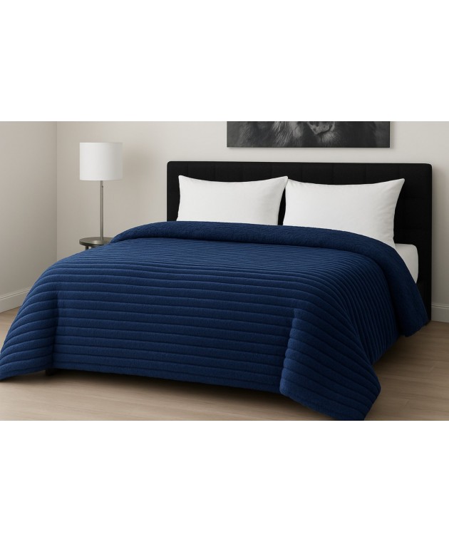 Κουβερτοπάπλωμα Le Blanc Flannel Comfort Σούπερ Υπέρδιπλο 260Χ240 700gsm RIB Navy Κουβερτοπάπλωμα  king size