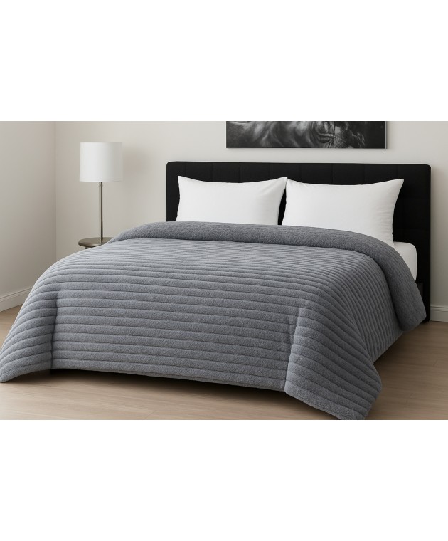 Κουβερτοπάπλωμα Le Blanc Flannel Comfort Σούπερ Υπέρδιπλο 260Χ240 700gsm RIB Light Grey Κουβερτοπάπλωμα  king size