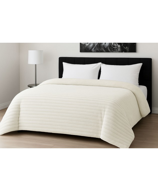 Κουβερτοπάπλωμα Le Blanc Flannel Comfort Σούπερ Υπέρδιπλο 260Χ240 700gsm RIB Ivory Κουβερτοπάπλωμα  king size