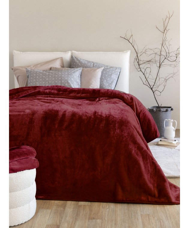 Κουβέρτα Βελουτέ 220x240 DREAM VELOUR/3 BORDO Κουβέρτες Βελουτέ Υπέρδιπλες