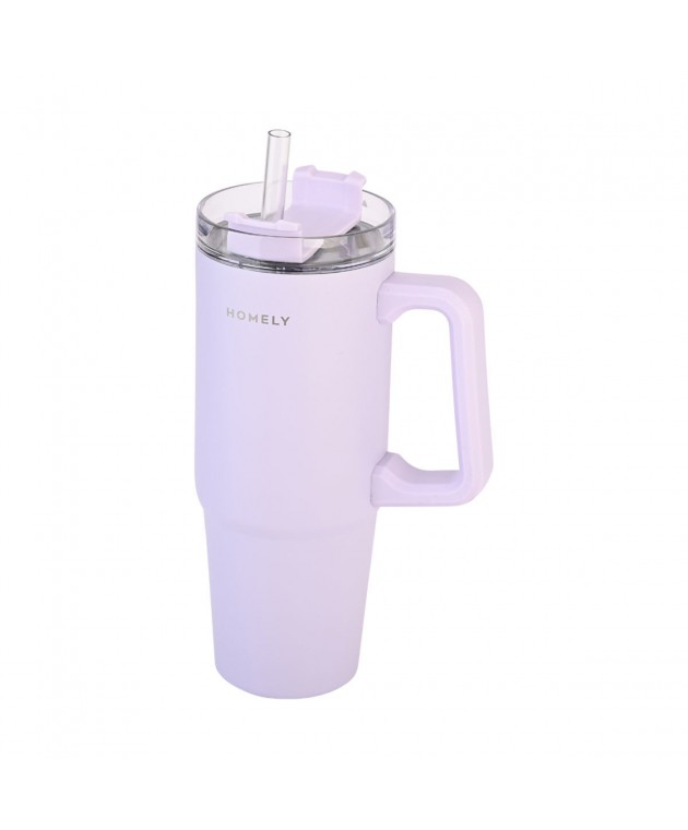 HOMELY ΘΕΡΜΟΣ STRAW TUMBLER 900ml LAVENDER FOG ΘΕΡΜΟΣ-ΠΑΓΟΥΡΙΑ