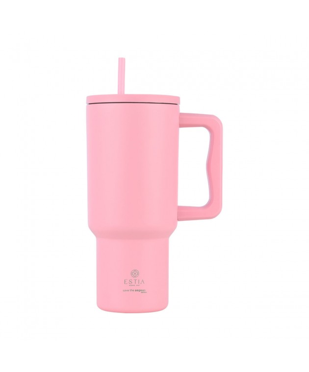 ESTIA ΘΕΡΜΟΣ STRAW TUMBLER XL SAVE THE AEGEAN 900ml BLOSSOM ROSE ΘΕΡΜΟΣ-ΠΑΓΟΥΡΙΑ