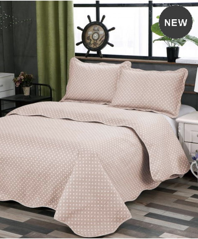 Σετ κουβερλί Υ/Δ (220Χ240) DOT BEIGE, SILK FASHION Κουβερλί Υπέρδιπλα