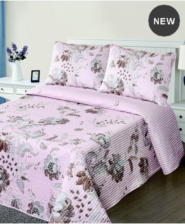 Σετ κουβερλί Υ/Δ (220Χ240) 5305 PINK, SILK FASHION Κουβερλί Υπέρδιπλα
