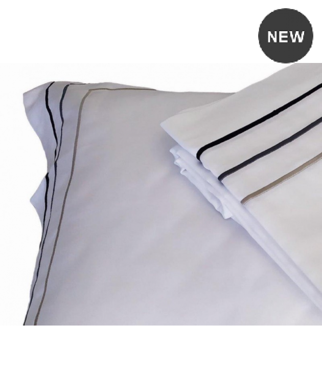 Σεντόνι μεμονωμένο king size με ρίγες (260Χ295) SATIN PLAIN LINE, LE BLANC