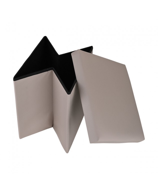 ESTIA ΣΚΑΜΠΟ CUBE LEATHER ΜΕ ΑΠΟΘΗΚΕΥΤΙΚΟ ΧΩΡΟ TAUPE Σκαμπό