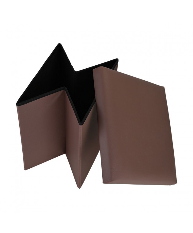 ESTIA ΣΚΑΜΠΟ CUBE LEATHER ΜΕ ΑΠΟΘΗΚΕΥΤΙΚΟ ΧΩΡΟ ΚΑΦΕ Σκαμπό