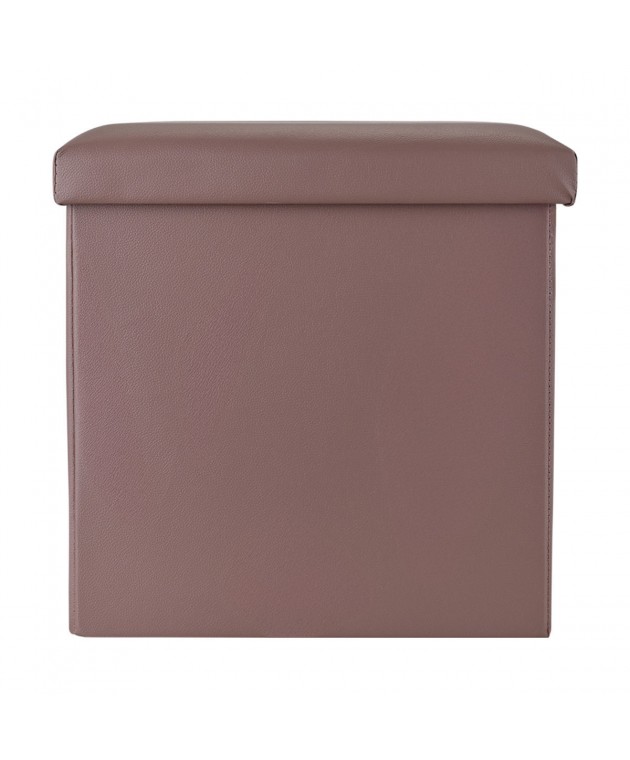 ESTIA ΣΚΑΜΠΟ CUBE LEATHER ΜΕ ΑΠΟΘΗΚΕΥΤΙΚΟ ΧΩΡΟ ΚΑΦΕ Σκαμπό