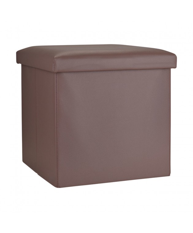 ESTIA ΣΚΑΜΠΟ CUBE LEATHER ΜΕ ΑΠΟΘΗΚΕΥΤΙΚΟ ΧΩΡΟ ΚΑΦΕ Σκαμπό