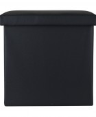 ESTIA ΣΚΑΜΠΟ CUBE LEATHER ΜΕ ΑΠΟΘΗΚΕΥΤΙΚΟ ΧΩΡΟ ΜΑΥΡΟ Σκαμπό