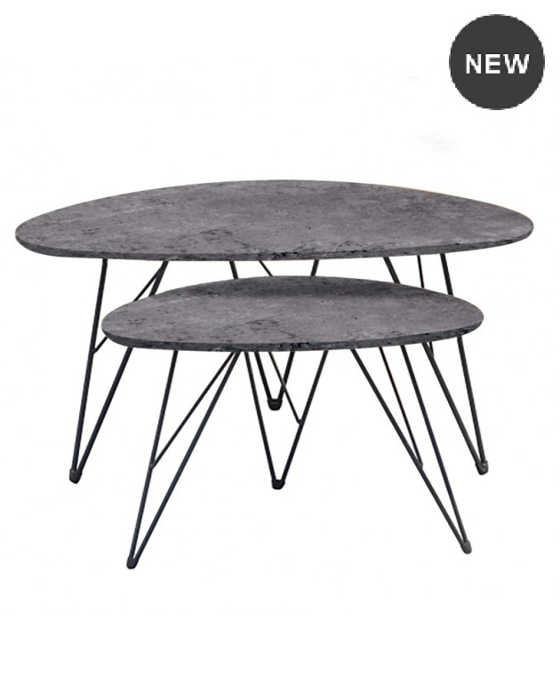ΝΑΝΣΙ CONCRETE MDF ΣΕΤ 2 ΤΡΑΠΕΖΑΚΙΑ Τραπεζάκια Σαλονιού