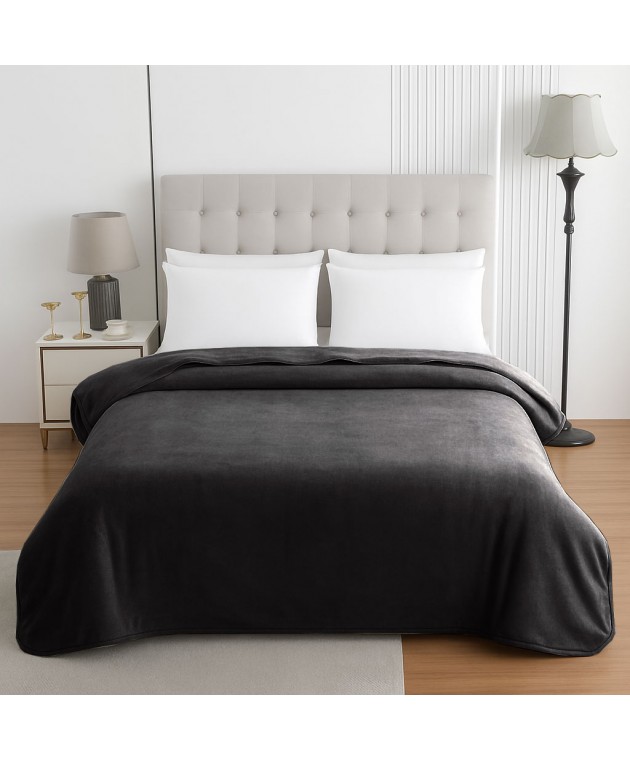 Κουβέρτα Le Blanc Βελουτέ 550gr Μονή 160x220 Anthraces Κουβέρτες Βελουτέ Μονές