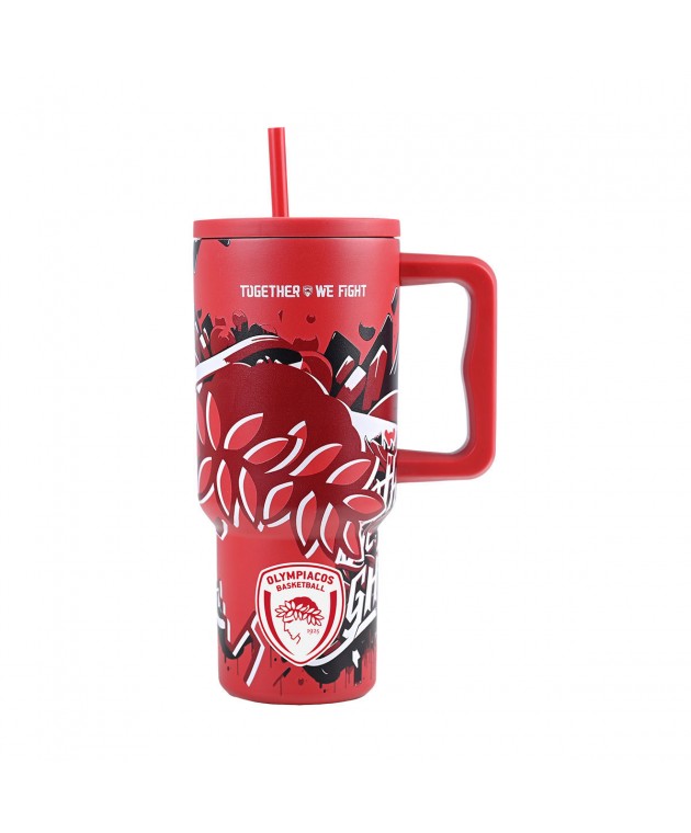 ESTIA ΘΕΡΜΟΣ STRAW TUMBLER XL OLYMPIACOS BC EDITION TOGETHER WE FIGHT 900ml ΘΕΡΜΟΣ-ΠΑΓΟΥΡΙΑ