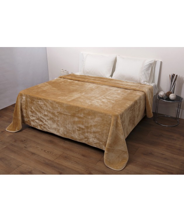 Κουβέρτα Βελουτέ Μονή 160x220 10 Sand Κουβέρτες Βελουτέ Μονές