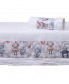 Σετ 2 Τεμ Πετσέτες 50x80, 70x130 με Φάσα Ρομπότ σε Κουτί Δώρου Πετσέτες Παιδικές