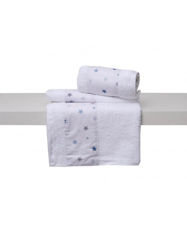 Σετ 2 Τεμ Πετσέτες 50x80, 70x130 με Φάσα Ίκαρος Σιέλ σε Κουτί Δώρου Βρεφικές Πετσέτες