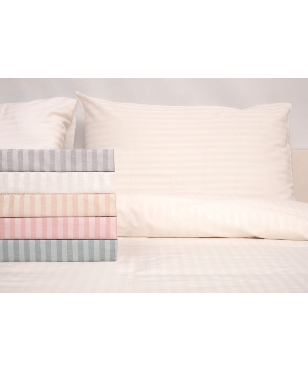 Σεντόνι Με Λάστιχο 100x200+25 Polycotton Σατέν ριγέ 850 Εκρού Μονά