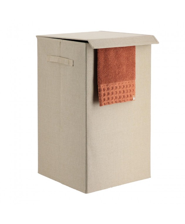 Καλάθι Απλύτων Αναδιπλούμενο από MDF Μπεζ με Υφασμάτινη Επένδυση MRShome Καλάθια Απλύτων