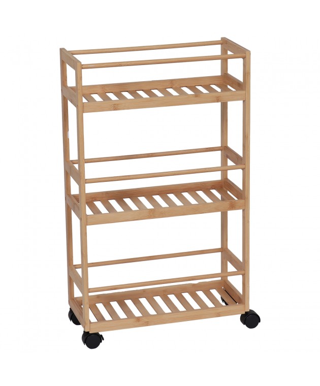 Ραφιέρα Μπάνιου από Μπαμπού με 3 Ράφια και Ροδάκια MRShome Ραφιέρες