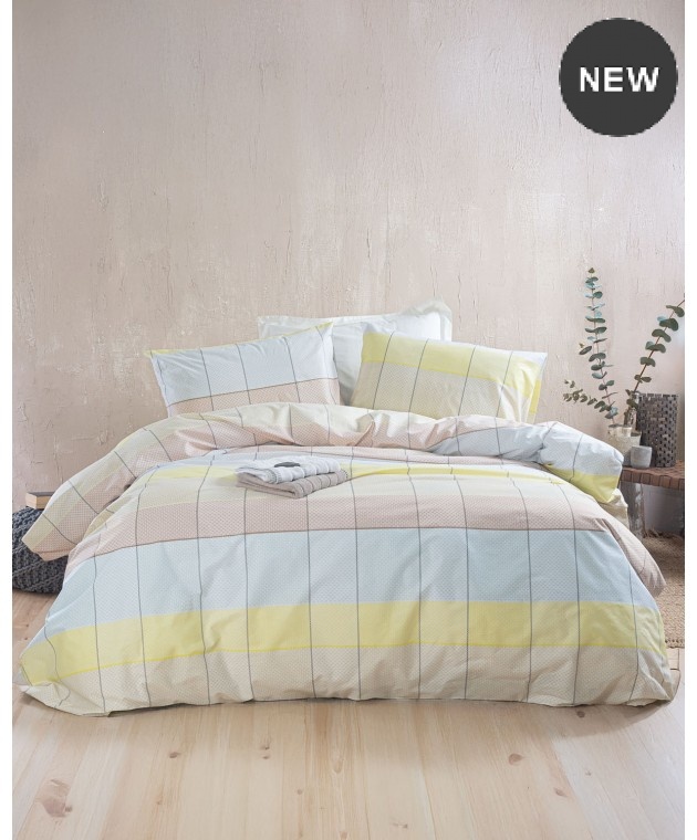 Σετ σεντόνια king size (260Χ280) Colette Yellow/Blue, Rythmos Home Σεντόνια King Size